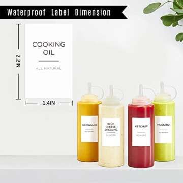 v2croft 126 Oil and Vinegar Labels for Bottles, Minimalist White Matte Stickers Black Text, Water/Oi...