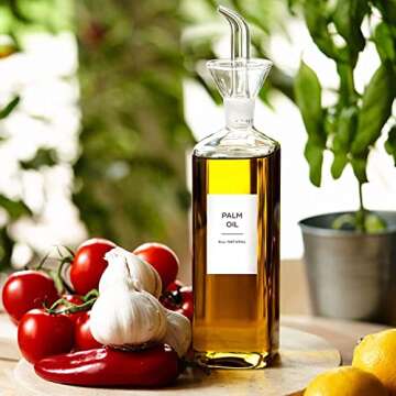 v2croft 126 Oil and Vinegar Labels for Bottles, Minimalist White Matte Stickers Black Text, Water/Oil Resistant Condiments Stickers for Squeeze Dispensers, Kitchen Pantry & Refrigerator Organization