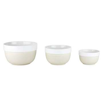 Twine Pantry Clay and Ceramic Mixing Bowl Set, Brown