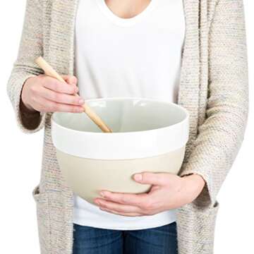 Twine Pantry Clay and Ceramic Mixing Bowl Set, Brown