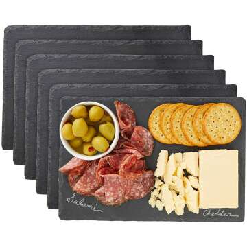 Black Slate Charcuterie Boards Set of 6