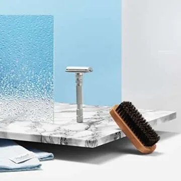 Rockwell Razors T2 Brushed Chrome Safety Razor for Men and Women with Infinite Shaving Settings, 25 Fully Recyclable Blades and Travel Leather Bag