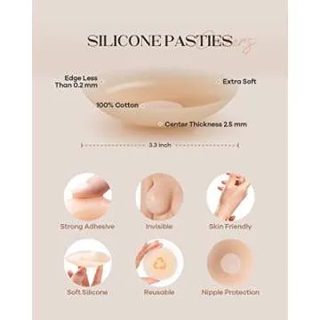 BearKig 2-Pairs Nipple Cover, Nipple Pasties for Women, Pasties Nipple Covers, Nipple Covers for Women Reusable, Nipple Cover with Travel Box(Nude)