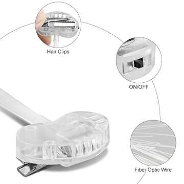 12 Packs Multicolor Light-Up Fiber Optic Hair Accessories - LED Barrettes, Hairpins, Clips, and Brai...