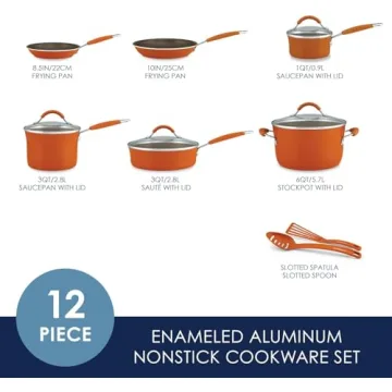 Rachael Ray Cucina Nonstick Cookware Set 12 Piece Pumpkin Orange