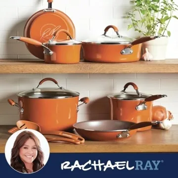 Rachael Ray Cucina Nonstick Cookware Set 12 Piece Pumpkin Orange