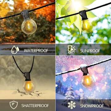 DAYBETTER 50FT Outdoor String Lights Waterproof,Patio Lights with 25 Shatterproof Dimmable LED Edison Bulbs(+1 Spare),Connectable G40 Globe String Lights for Outside Garden Yard Porch,Black Wires