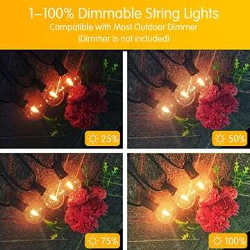 DAYBETTER 50FT Outdoor String Lights Waterproof,Patio Lights with 25 Shatterproof Dimmable LED Edison Bulbs(+1 Spare),Connectable G40 Globe String Lights for Outside Garden Yard Porch,Black Wires