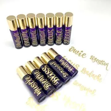 Vinyl Essential Oil Labels Fits 10ml Roller Bottles, 24 Oil Bottle Labels, The Perfect Essential Oil Accessories and Stickers That are Oil Proof and Waterproof (Gold)