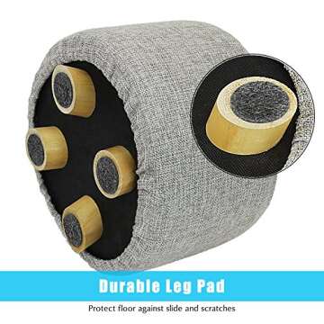 Jerry & Maggie - 2 Pieces Footstool Fabric Ottomans Bench Seat Foot Rest Step Stool with Feet Protection Design | Round - Short 4 Legs - Light Grey