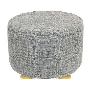 Jerry & Maggie - 2 Pieces Footstool Fabric Ottomans Bench Seat Foot Rest Step Stool with Feet Protection Design | Round - Short 4 Legs - Light Grey