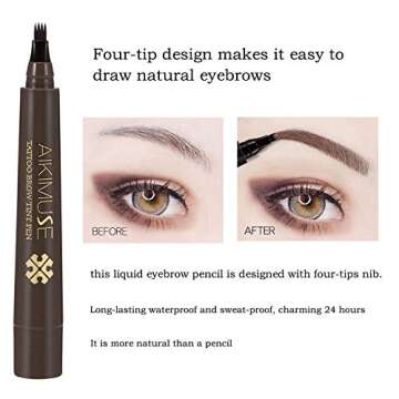 Lusucat Liquid Eyebrow Pen Waterproof Microblading Eyebrow Pencil with a Micro-Fork Tip Applicator Creates Natural Looking Brows Effortlessly