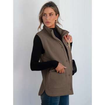 ANRABESS Womens Fuzzy Fleece Vest Sleeveless Casual Warm Button Down Sherpa Jackets Outerwear With Pockets Winter Fashion Coffee Medium