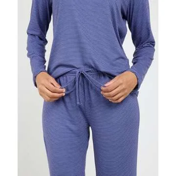 2 Pack: Long Sleeve Pajamas For Women Sets Womens Pajama Sets Two Piece Pj Summer Pijamas De Mujer Cotton Pjs Pants Loungewear Sleepwear Matching Ladies Bottoms Comfy Soft Pyjamas Teen Lightweight