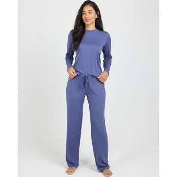 2 Pack: Long Sleeve Pajamas For Women Sets Womens Pajama Sets Two Piece Pj Summer Pijamas De Mujer Cotton Pjs Pants Loungewear Sleepwear Matching Ladies Bottoms Comfy Soft Pyjamas Teen Lightweight