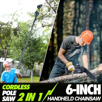 V-MODEST 2-in-1 Cordless Pole Saw Lightweight Powerful