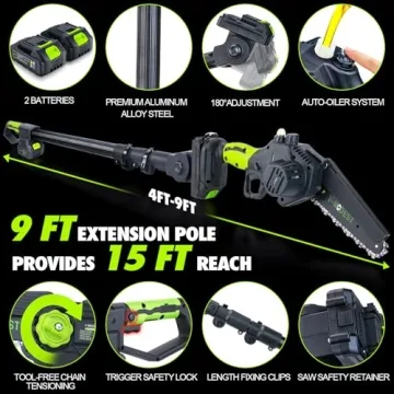 V-MODEST 2-in-1 Cordless Pole Saw Lightweight Powerful