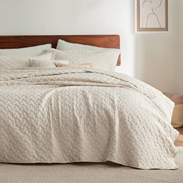 Bedsure Quilts King Size - Lightweight Bedspreads King Size with Basket Weave Pattern, Soft Quilt Be...