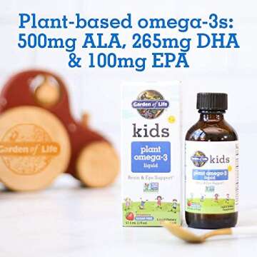 Vegan Omega-3 Supplement for Kids - Sugar Free & Delicious 2 Fl Oz
