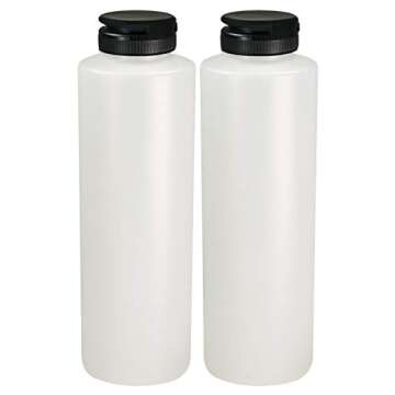 Pinnacle Mercantile Condiment Squeeze Bottles with Flip Top Hinged Black Cap 16 oz Set of 2 (Perfect...