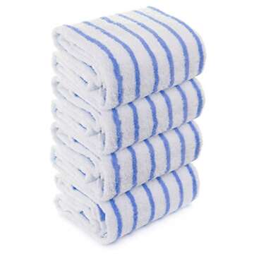 Large Turkish Beach Towel, Pool Towel with Thin Cabana Stripe, Eco Friendly, 100% Turkish Cotton, 30...