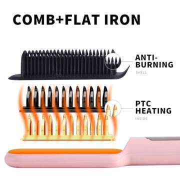 Generic VKIK Hair straightening Brush, Pink