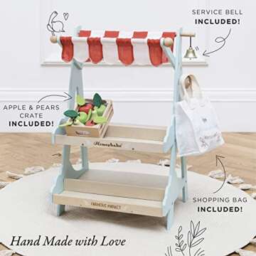 Le Toy Van - Timeless Honeybee Wooden Market Play Shop Set | Perfect for Supermarket, Food Shop or Cafe Pretend Play | Great As A Gift,TV181