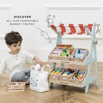 Le Toy Van - Timeless Honeybee Wooden Market Play Shop Set | Perfect for Supermarket, Food Shop or Cafe Pretend Play | Great As A Gift,TV181