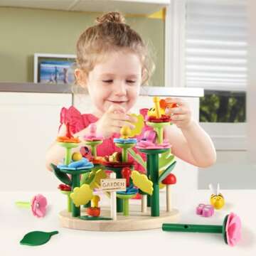 Wooden Flower Garden Toys for Creative Kids Activity Set