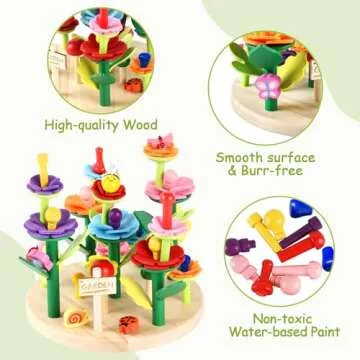 Wooden Flower Garden Toys for Creative Kids Activity Set