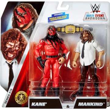 Mattel WWE Main Event Championship Showdown 2-Pack Action Figures & Accessory, Series #20 Mankind vs Kane Collectible Set