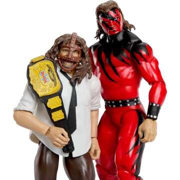 Mattel WWE Main Event Championship Showdown 2-Pack Action Figures & Accessory, Series #20 Mankind vs Kane Collectible Set