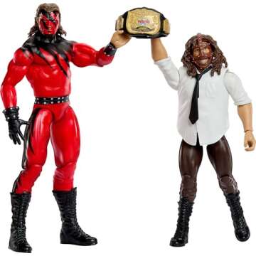 Mattel WWE Main Event Championship Showdown 2-Pack Action Figures & Accessory, Series #20 Mankind vs Kane Collectible Set