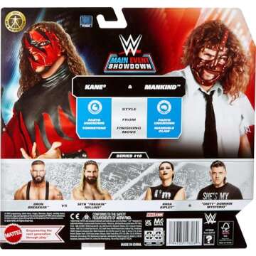 Mattel WWE Main Event Championship Showdown 2-Pack Action Figures & Accessory, Series #20 Mankind vs Kane Collectible Set