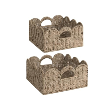 StorageWorks Seagrass Scalloped Baskets for Organized Style