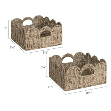 StorageWorks Seagrass Scalloped Baskets for Organized Style