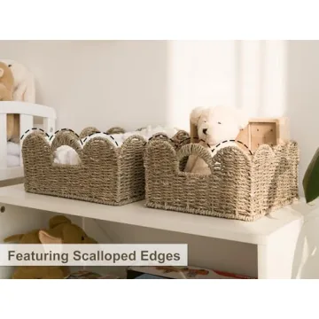 StorageWorks Seagrass Scalloped Baskets for Organized Style