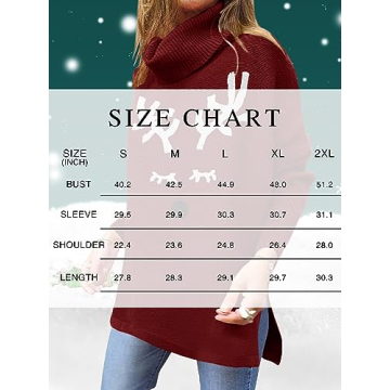 Imily Bela Ugly Christmas Sweater for Women Oversized Turtleneck Long Batwing Sleeve Knitted Cozy Pullover Sweaters Red