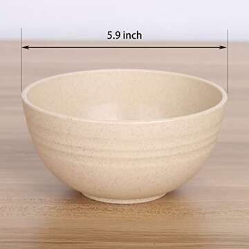 LuckyZone Unbreakable Cereal Bowls - 24 oz Reusable Wheat Straw Bowl Set of 4 - Dishwasher & Microwa...