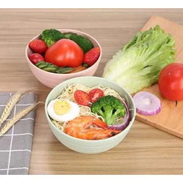 LuckyZone Unbreakable Cereal Bowls - 24 oz Reusable Wheat Straw Bowl Set of 4 - Dishwasher & Microwave Safe - Perfect for Cereal, Soup and Rice - BPA Free, Healthy & Eco-Friendly (4 Color)