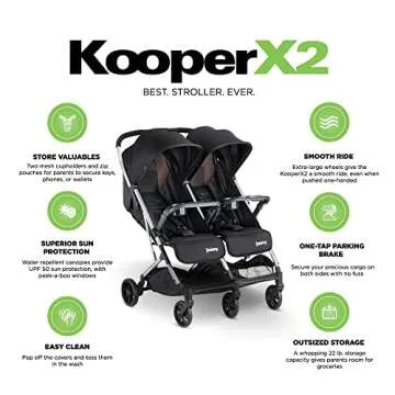Joovy Kooper X2 Double Stroller, Compact and Lightweight