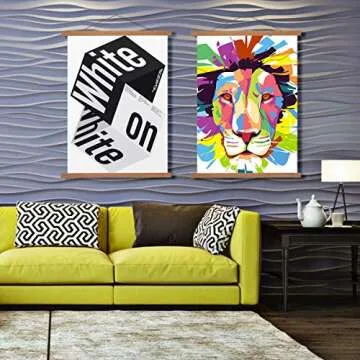 DEESHE Magnetic Poster Hanger Frame, Wooden Holder for Paintings, Artwork, Pictures, Photos, Maps, Portraits, Drawings, Prints and more - Teak 18inch