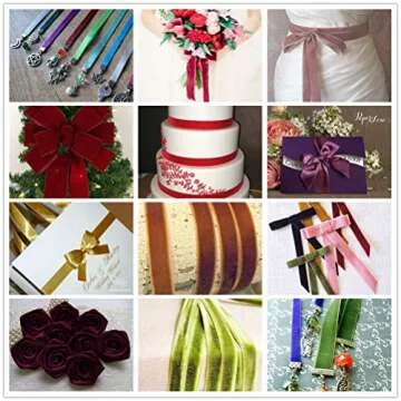 Ribbon for Crafts -Wholesale Bulk 20 Yard 3/8 5/8 1Inch Velvet Ribbon for Gift Package Wrapping Floral Design Hair Bow Clip Accessory Making Sewing Wedding Decor (Dark Magenta, 25mm)