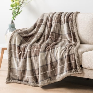 Pavilian Plush Plaid Sherpa Blanket for Cozy Comfort