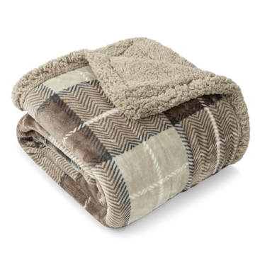 Pavilian Plush Plaid Sherpa Blanket for Cozy Comfort