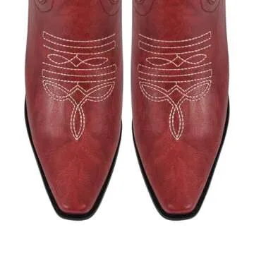 Stylish LISHAN Red Cowgirl Boots for Women