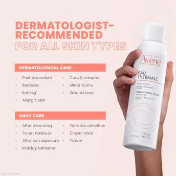 Avene Thermal Spring Water, Soothing Calming Facial Mist Spray for Sensitive Skin, 5 Fl Oz