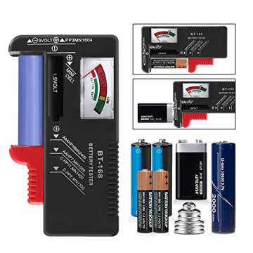 VTECHOLOGY 1Pcs Battery Tester Checker, Universal Battery Checker Model BT-168for AA AAA C D 9V 1.5V Button Cell Batteries Smal Electrical Equipment (Requires No Battery for Operating)