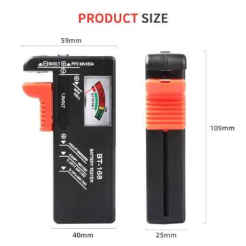 VTECHOLOGY 1Pcs Battery Tester Checker, Universal Battery Checker Model BT-168for AA AAA C D 9V 1.5V Button Cell Batteries Smal Electrical Equipment (Requires No Battery for Operating)