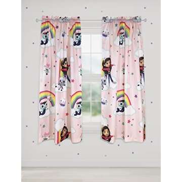 Franco DreamWorks Gabby's Dollhouse Kids Room Window Curtains Drapes Set, 82 in x 63 in, (Official G...